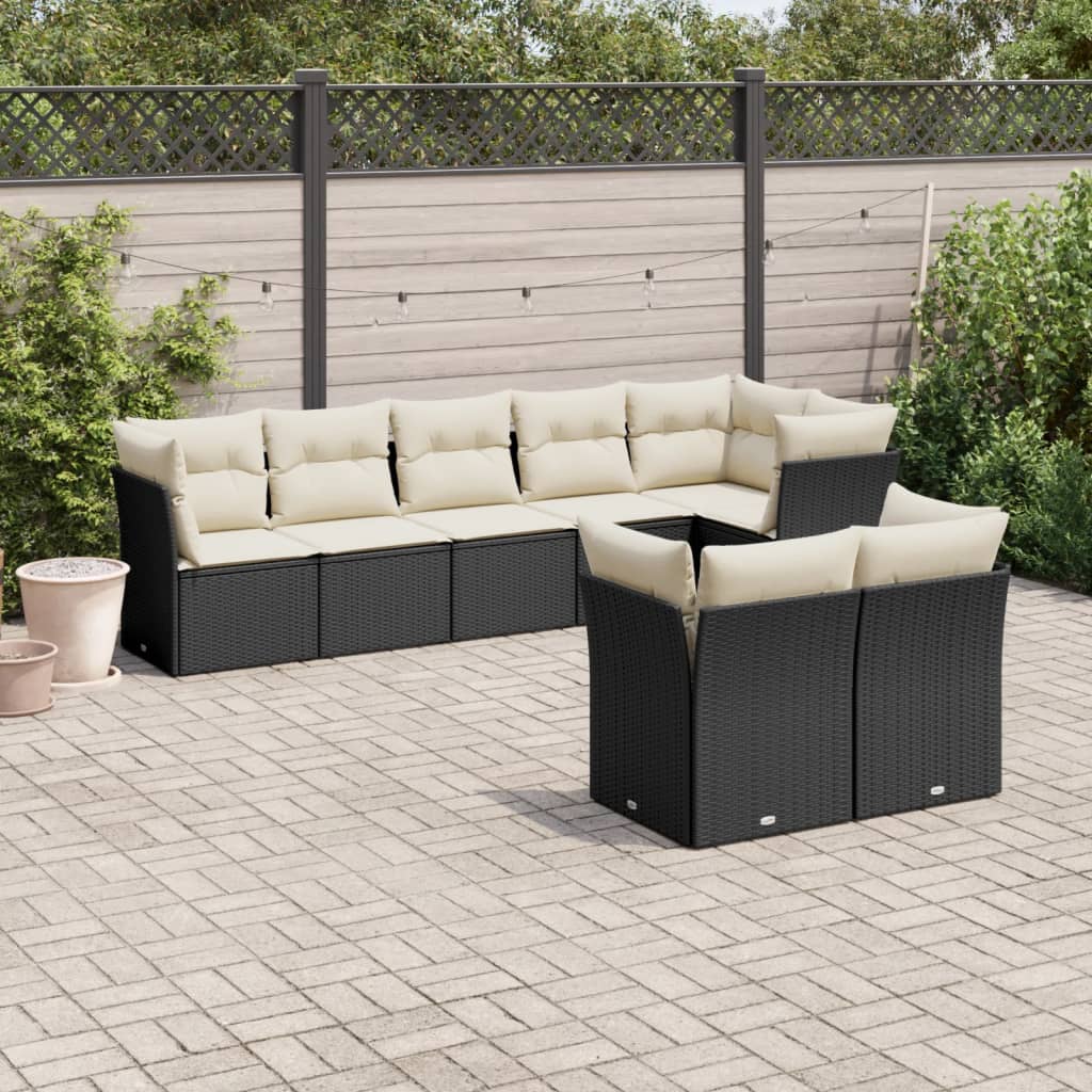 8-delige Loungeset met kussens poly rattan zwart is nu te koop bij PeponiXL, paradijselijk wonen!
