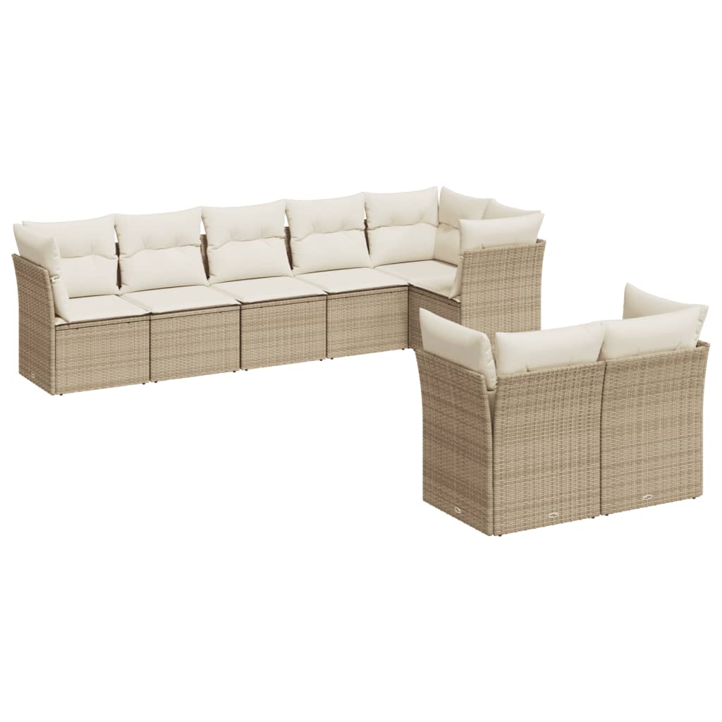8-delige Loungeset met kussens poly rattan beige is nu te koop bij PeponiXL, paradijselijk wonen!
