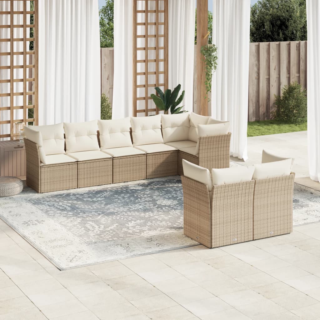 8-delige Loungeset met kussens poly rattan beige is nu te koop bij PeponiXL, paradijselijk wonen!