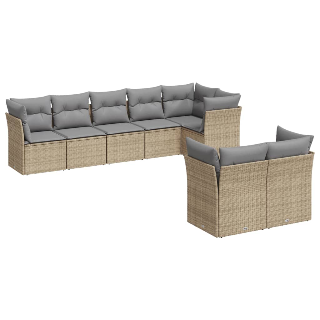 8-delige Loungeset met kussens poly rattan beige is nu te koop bij PeponiXL, paradijselijk wonen!