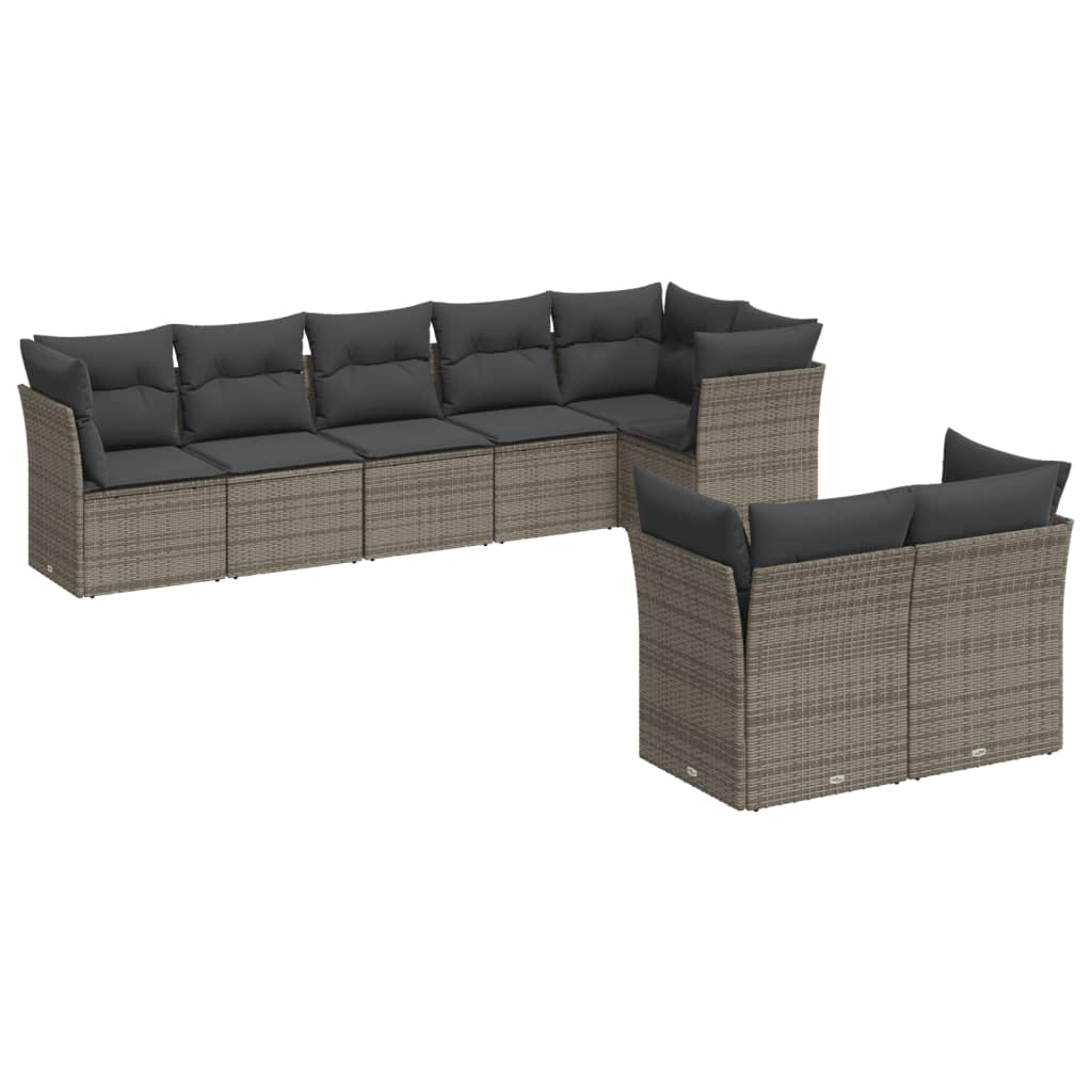 8-delige Loungeset met kussens poly rattan grijs is nu te koop bij PeponiXL, paradijselijk wonen!