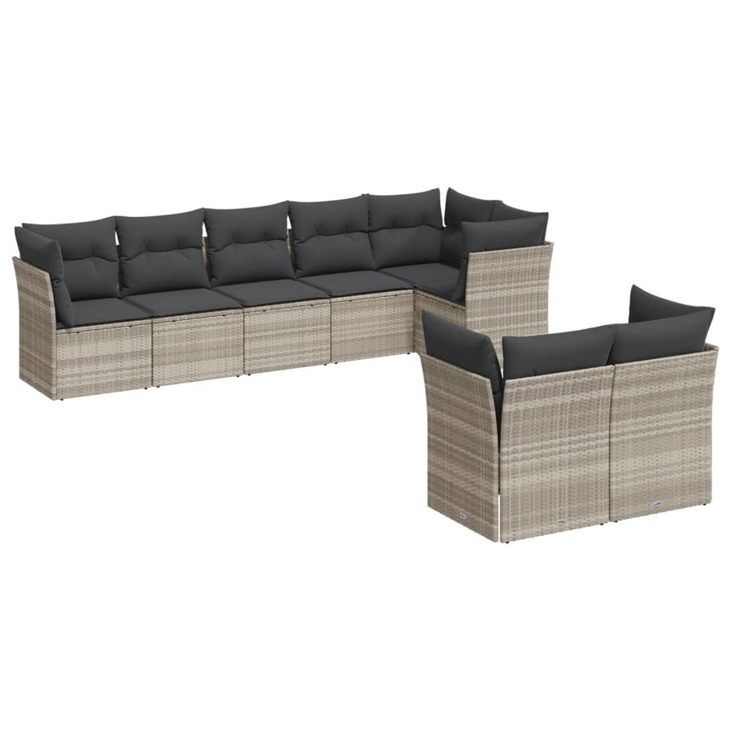 8-delige Loungeset met kussens poly rattan lichtgrijs is nu te koop bij PeponiXL, paradijselijk wonen!