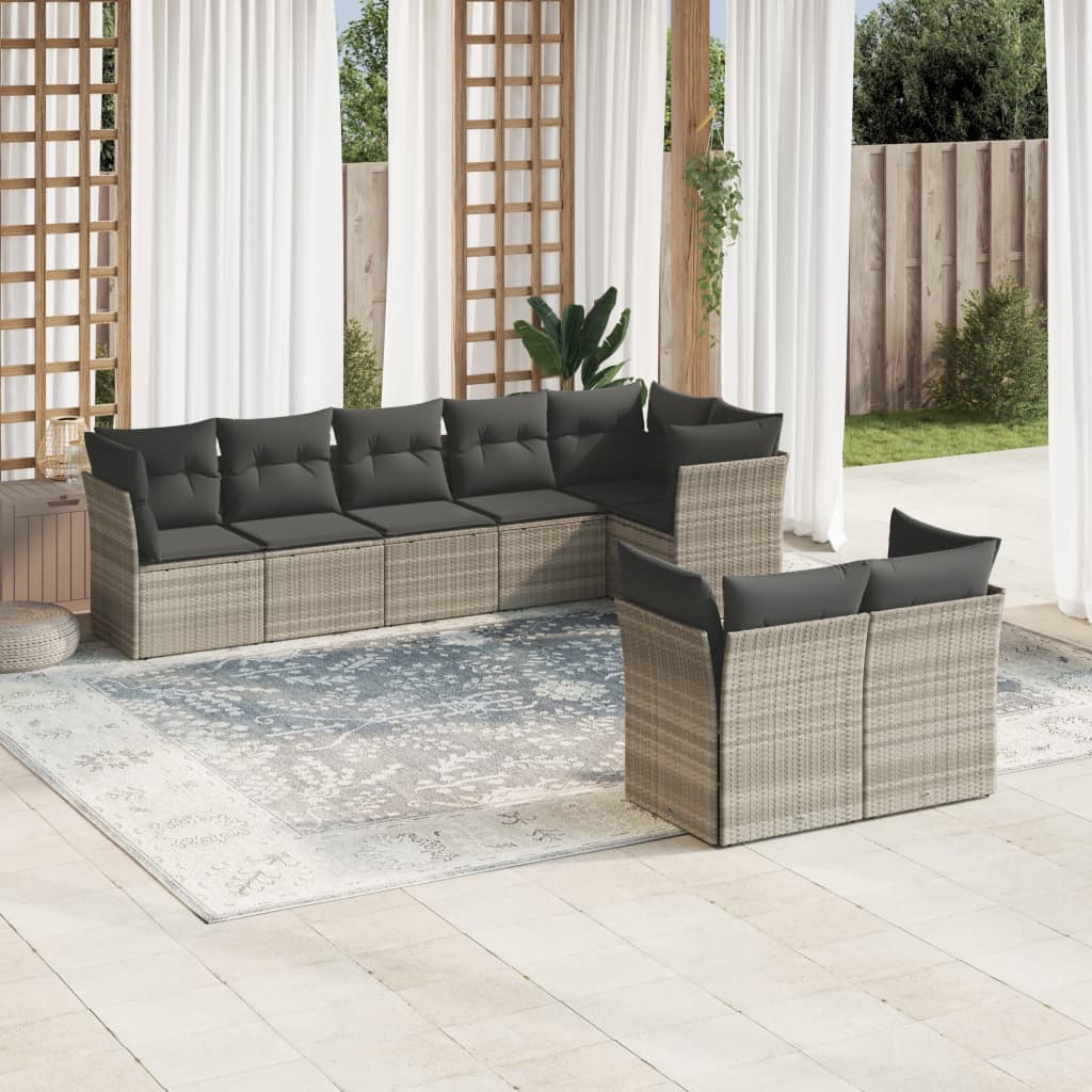 8-delige Loungeset met kussens poly rattan lichtgrijs is nu te koop bij PeponiXL, paradijselijk wonen!
