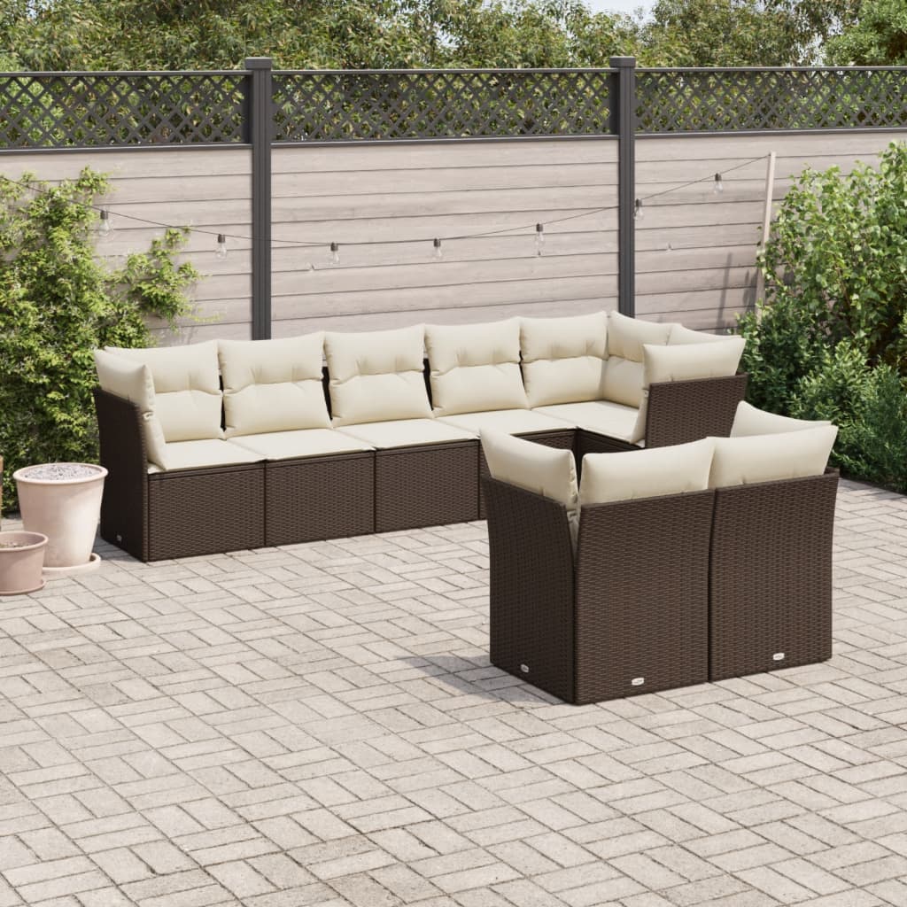 8-delige Loungeset met kussens poly rattan bruin is nu te koop bij PeponiXL, paradijselijk wonen!