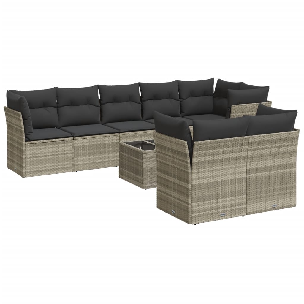 9-delige Loungeset met kussens poly rattan lichtgrijs is nu te koop bij PeponiXL, paradijselijk wonen!