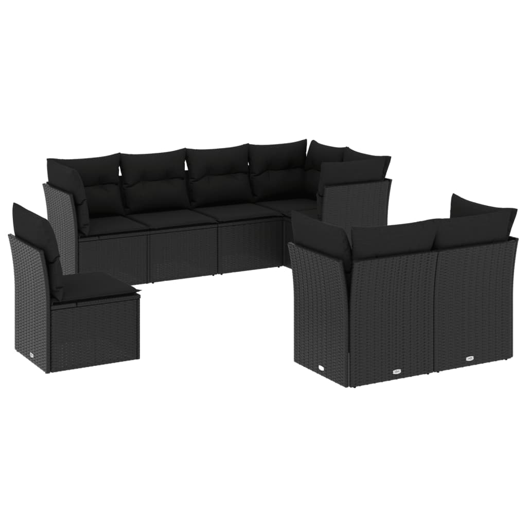 8-delige Loungeset met kussens poly rattan zwart is nu te koop bij PeponiXL, paradijselijk wonen!
