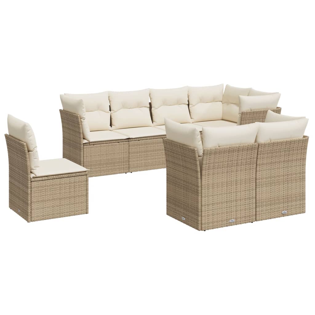8-delige Loungeset met kussens poly rattan beige is nu te koop bij PeponiXL, paradijselijk wonen!