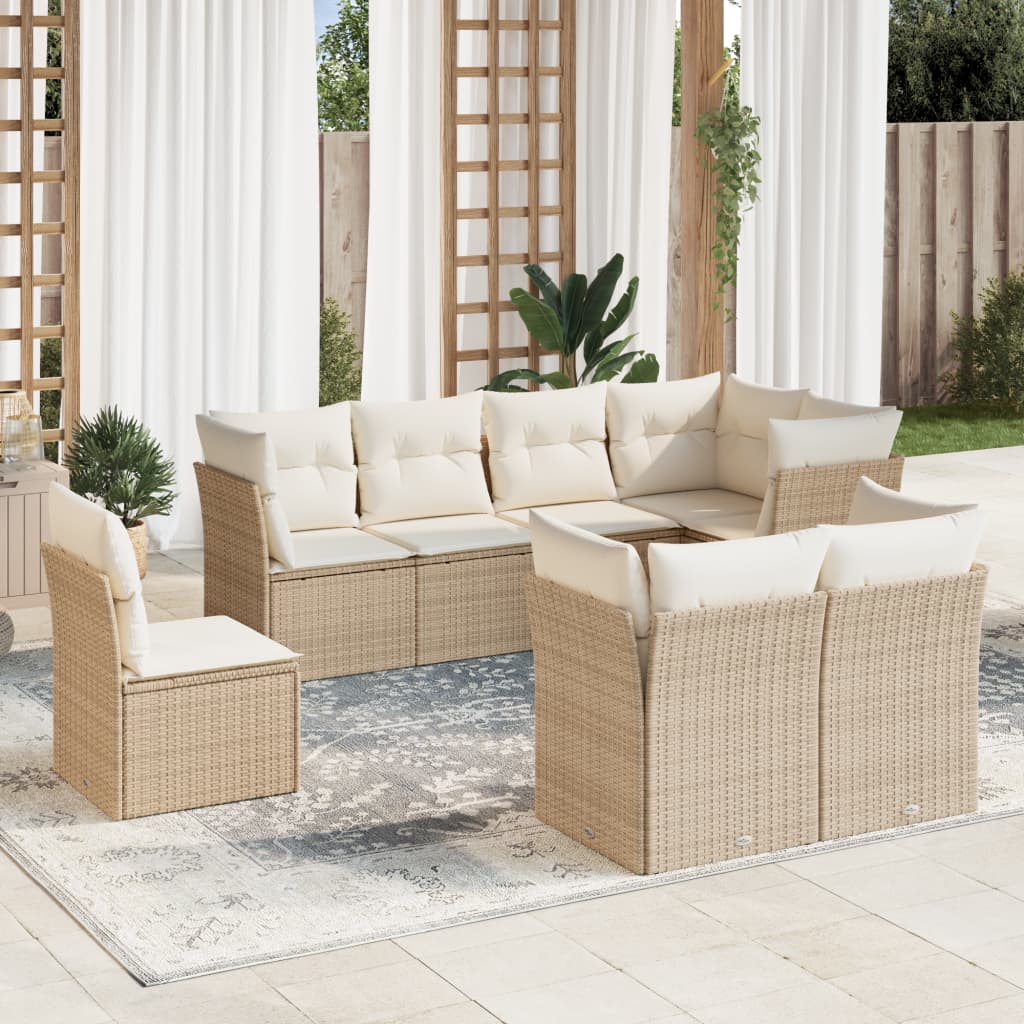 8-delige Loungeset met kussens poly rattan beige is nu te koop bij PeponiXL, paradijselijk wonen!
