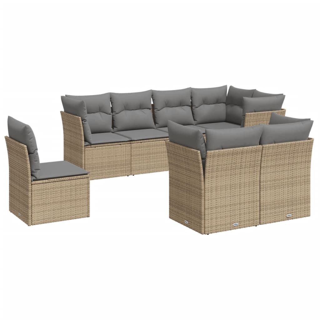 8-delige Loungeset met kussens poly rattan beige is nu te koop bij PeponiXL, paradijselijk wonen!