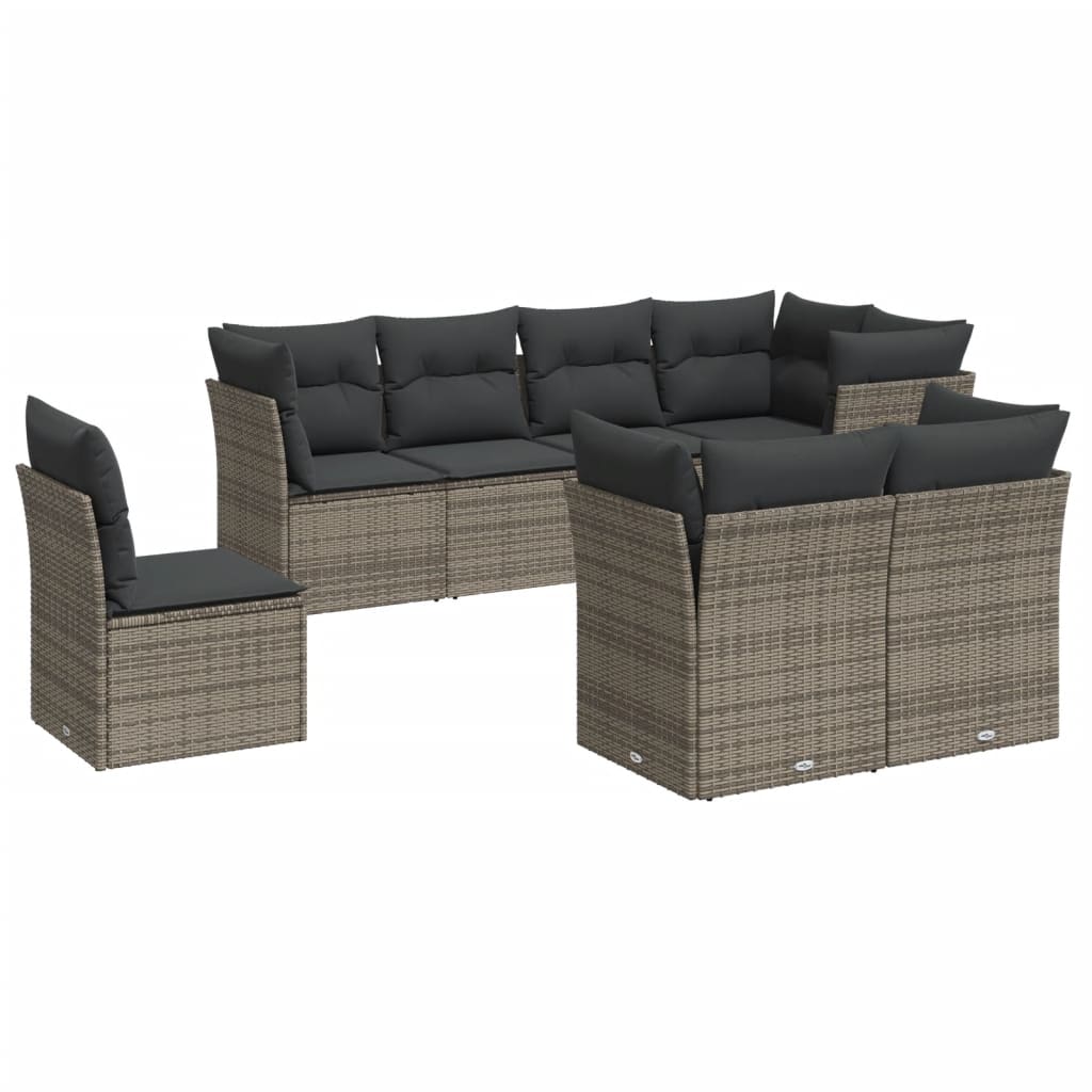 8-delige Loungeset met kussens poly rattan grijs is nu te koop bij PeponiXL, paradijselijk wonen!