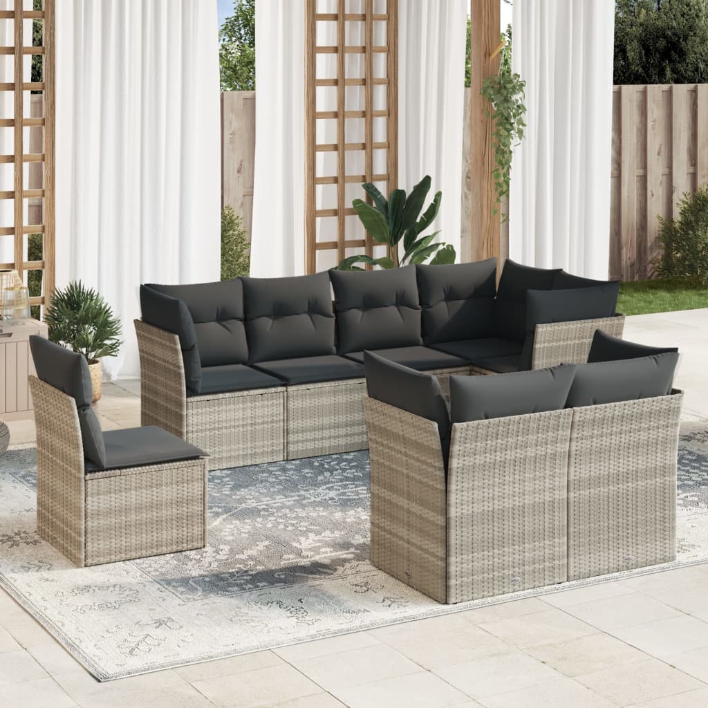 8-delige Loungeset met kussens poly rattan lichtgrijs is nu te koop bij PeponiXL, paradijselijk wonen!