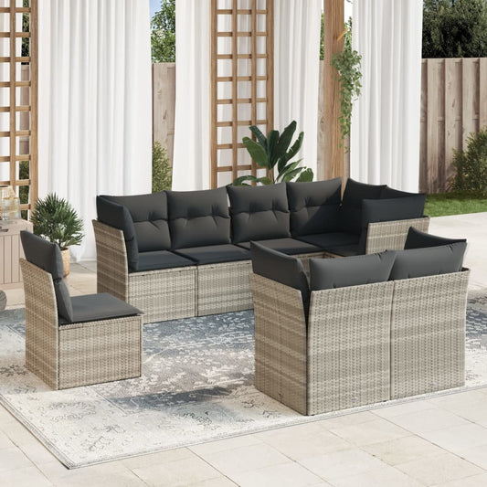 8-delige Loungeset met kussens poly rattan lichtgrijs is nu te koop bij PeponiXL, paradijselijk wonen!