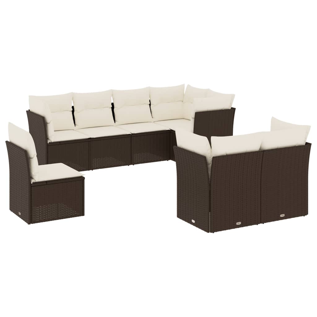 8-delige Loungeset met kussens poly rattan bruin is nu te koop bij PeponiXL, paradijselijk wonen!