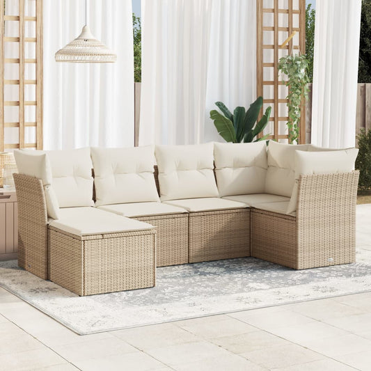 6-delige Loungeset met kussens poly rattan beige is nu te koop bij PeponiXL, paradijselijk wonen!