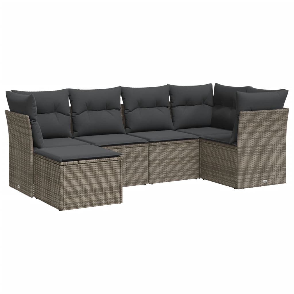 6-delige Loungeset met kussens poly rattan grijs is nu te koop bij PeponiXL, paradijselijk wonen!