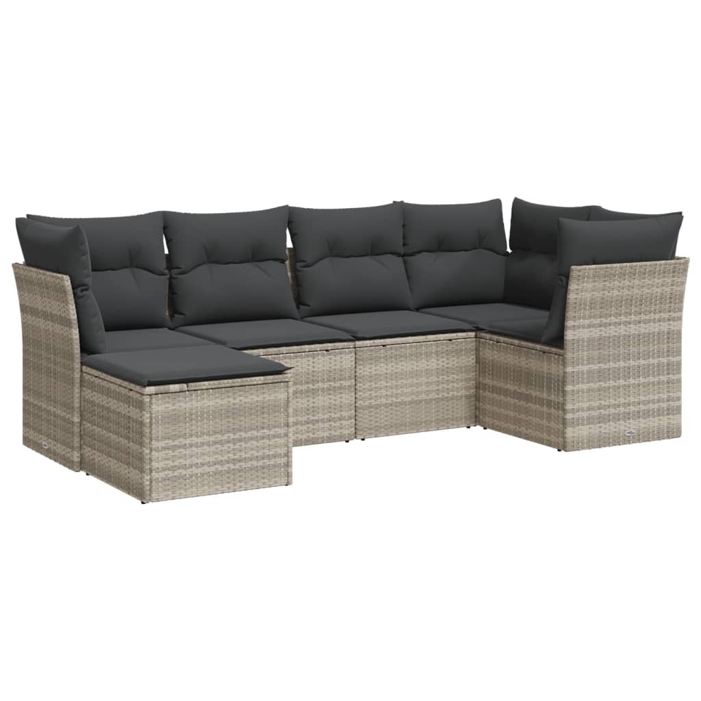 6-delige Loungeset met kussens poly rattan lichtgrijs is nu te koop bij PeponiXL, paradijselijk wonen!