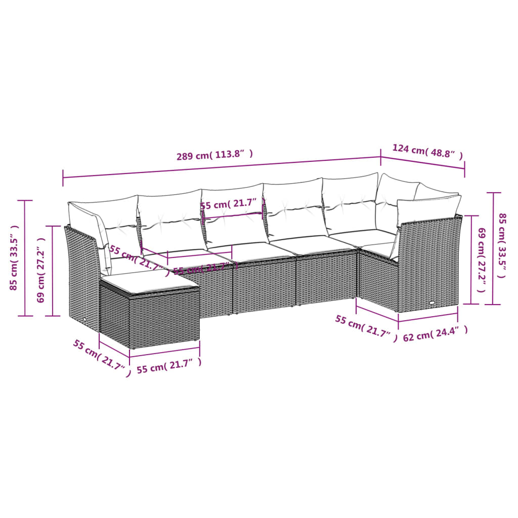 7-delige Loungeset met kussens poly rattan lichtgrijs is nu te koop bij PeponiXL, paradijselijk wonen!