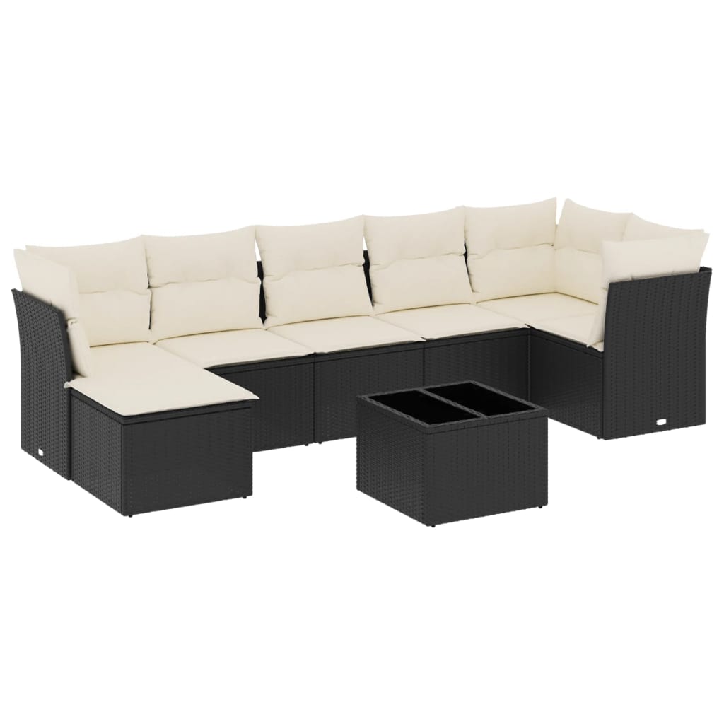 8-delige Loungeset met kussens poly rattan zwart is nu te koop bij PeponiXL, paradijselijk wonen!