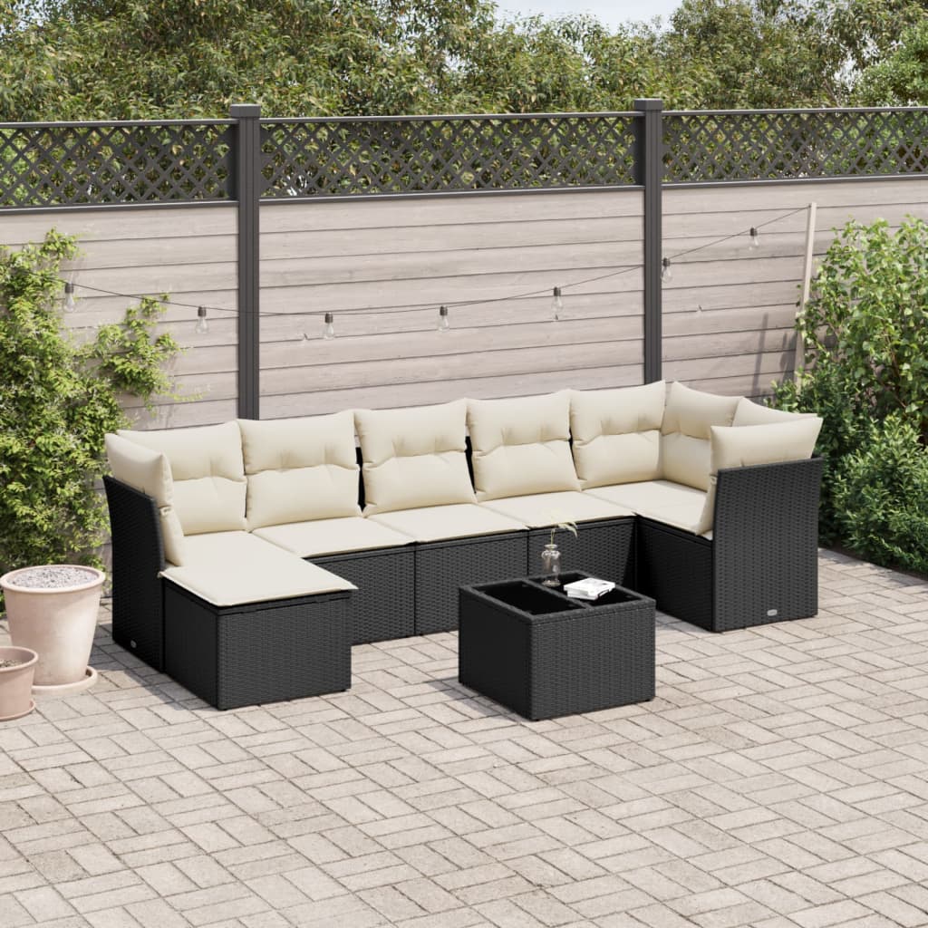 8-delige Loungeset met kussens poly rattan zwart is nu te koop bij PeponiXL, paradijselijk wonen!