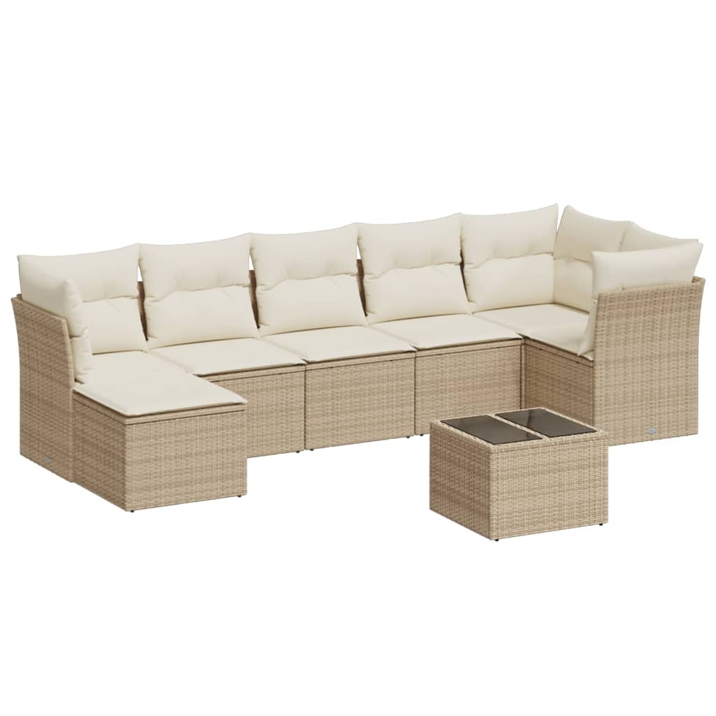 8-delige Loungeset met kussens poly rattan beige is nu te koop bij PeponiXL, paradijselijk wonen!