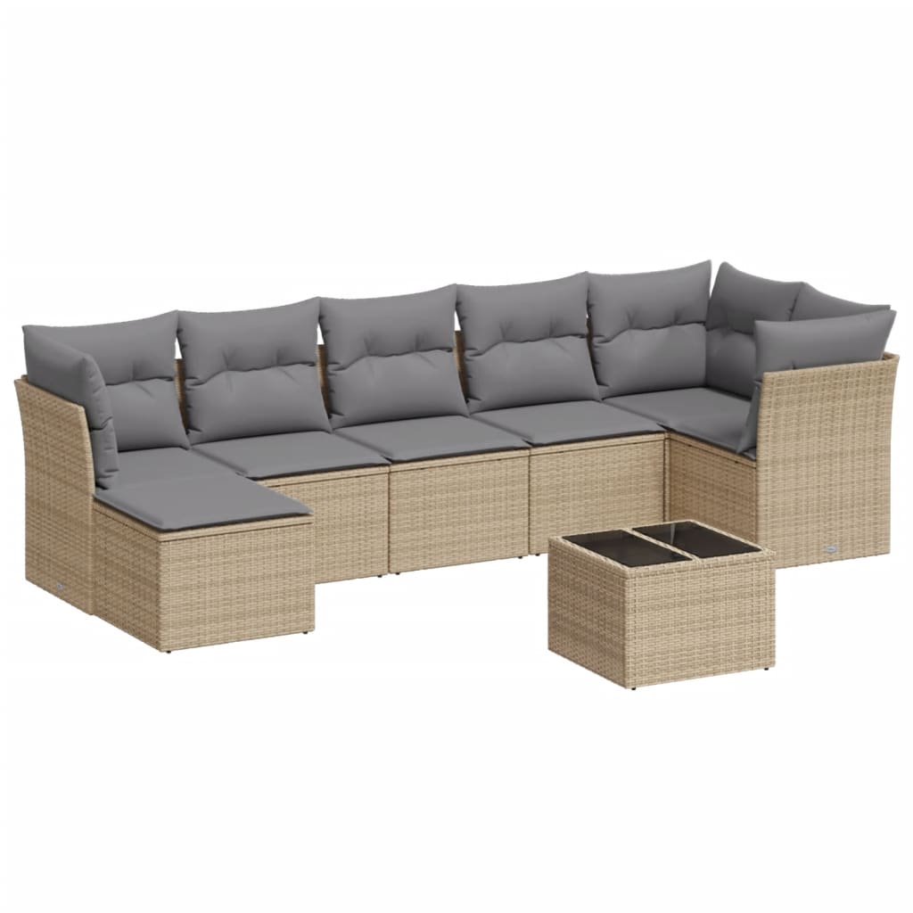 8-delige Loungeset met kussens poly rattan beige is nu te koop bij PeponiXL, paradijselijk wonen!