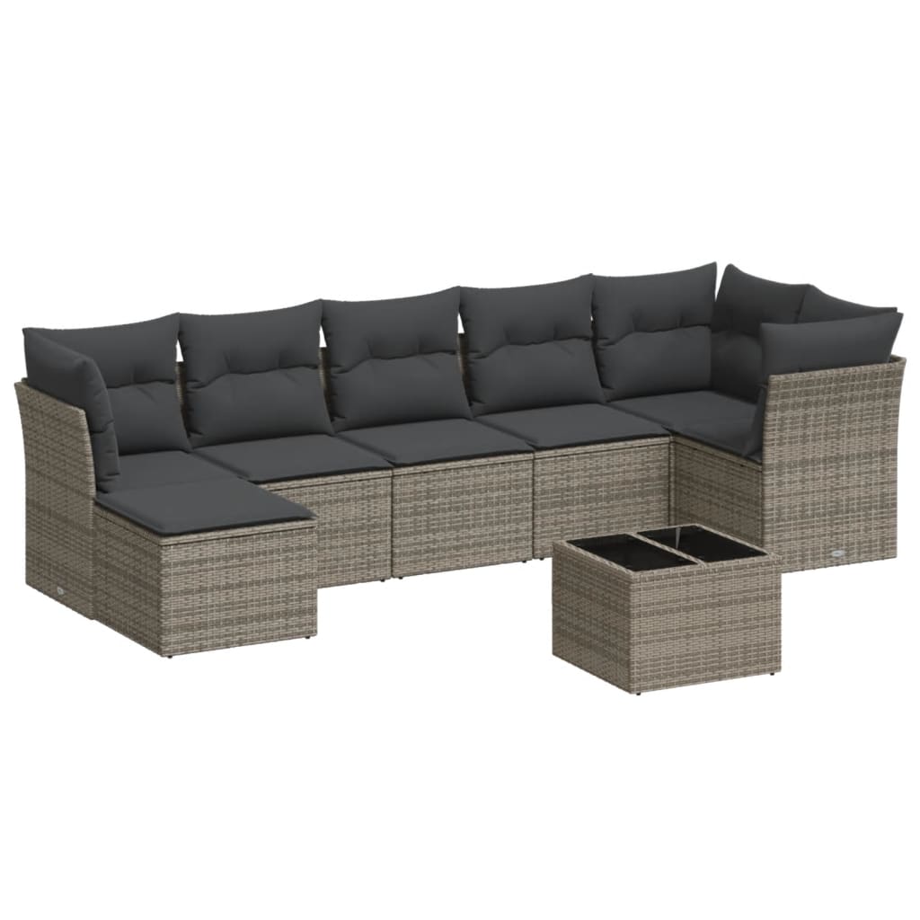 8-delige Loungeset met kussens poly rattan grijs is nu te koop bij PeponiXL, paradijselijk wonen!