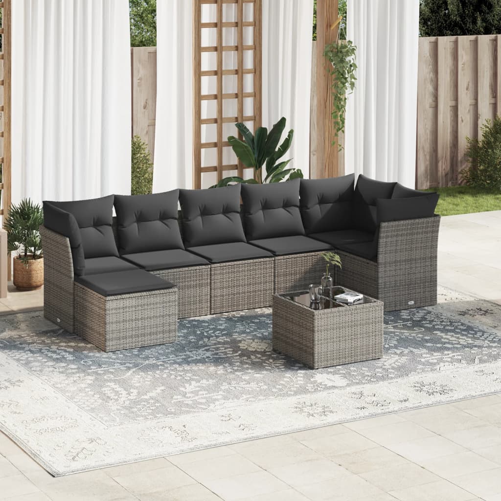 8-delige Loungeset met kussens poly rattan grijs is nu te koop bij PeponiXL, paradijselijk wonen!