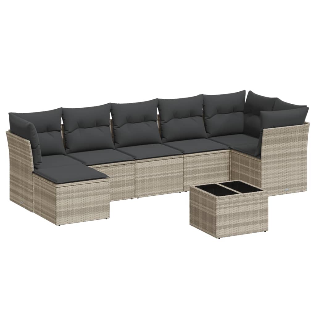 8-delige Loungeset met kussens poly rattan lichtgrijs is nu te koop bij PeponiXL, paradijselijk wonen!