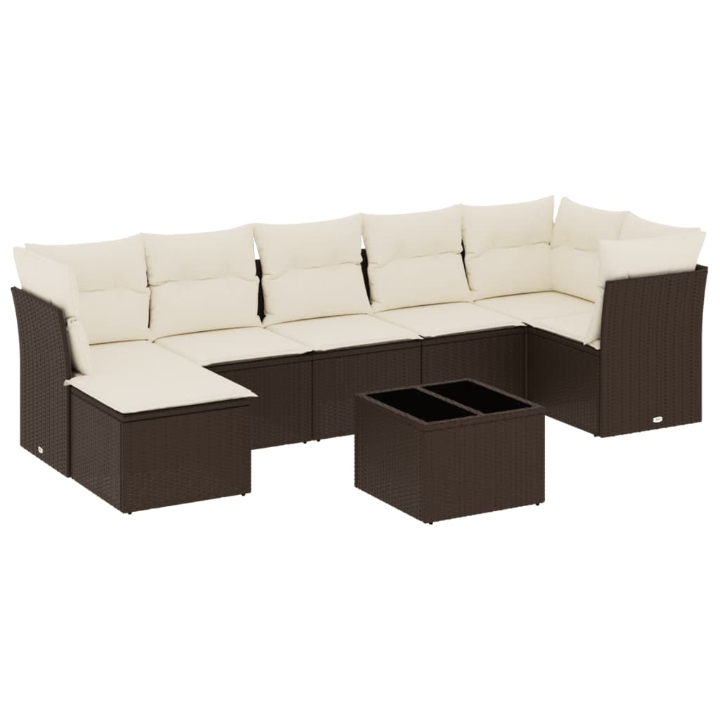 8-delige Loungeset met kussens poly rattan bruin is nu te koop bij PeponiXL, paradijselijk wonen!