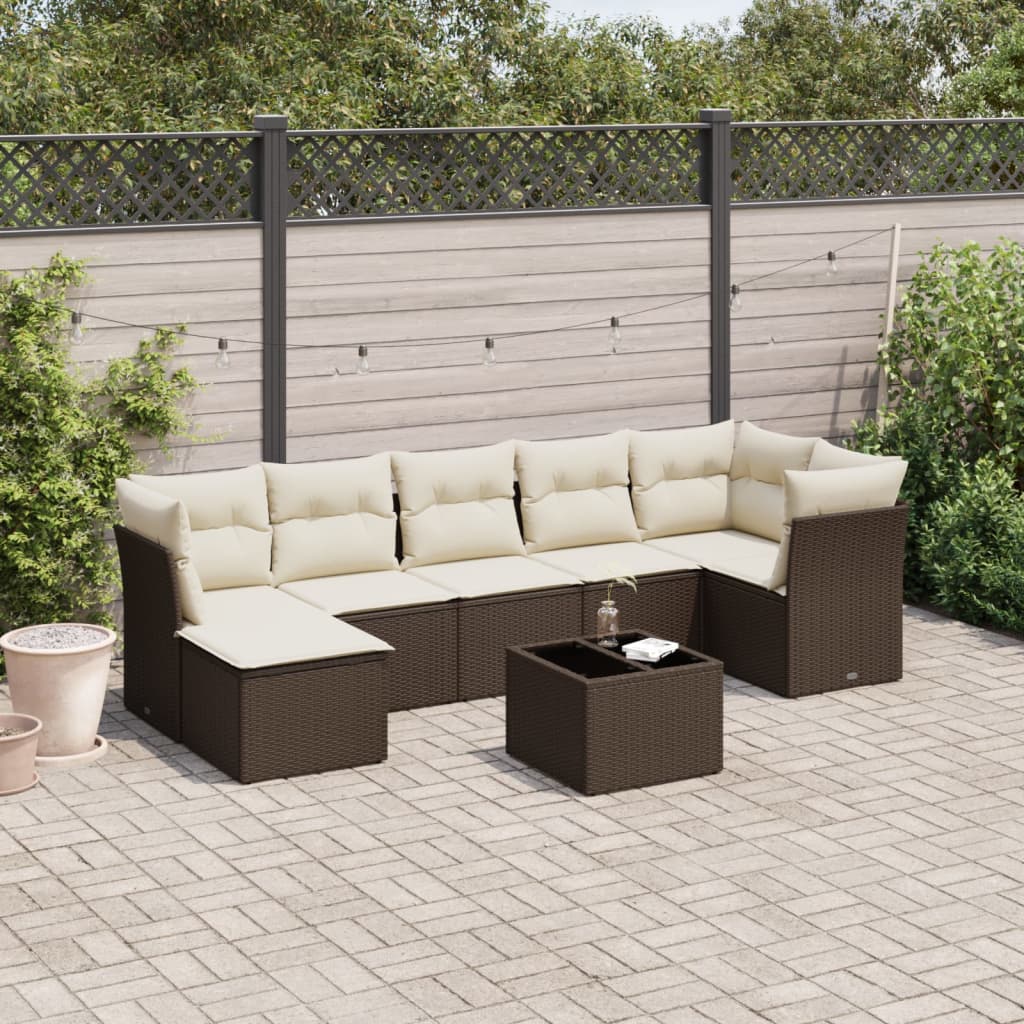 8-delige Loungeset met kussens poly rattan bruin is nu te koop bij PeponiXL, paradijselijk wonen!