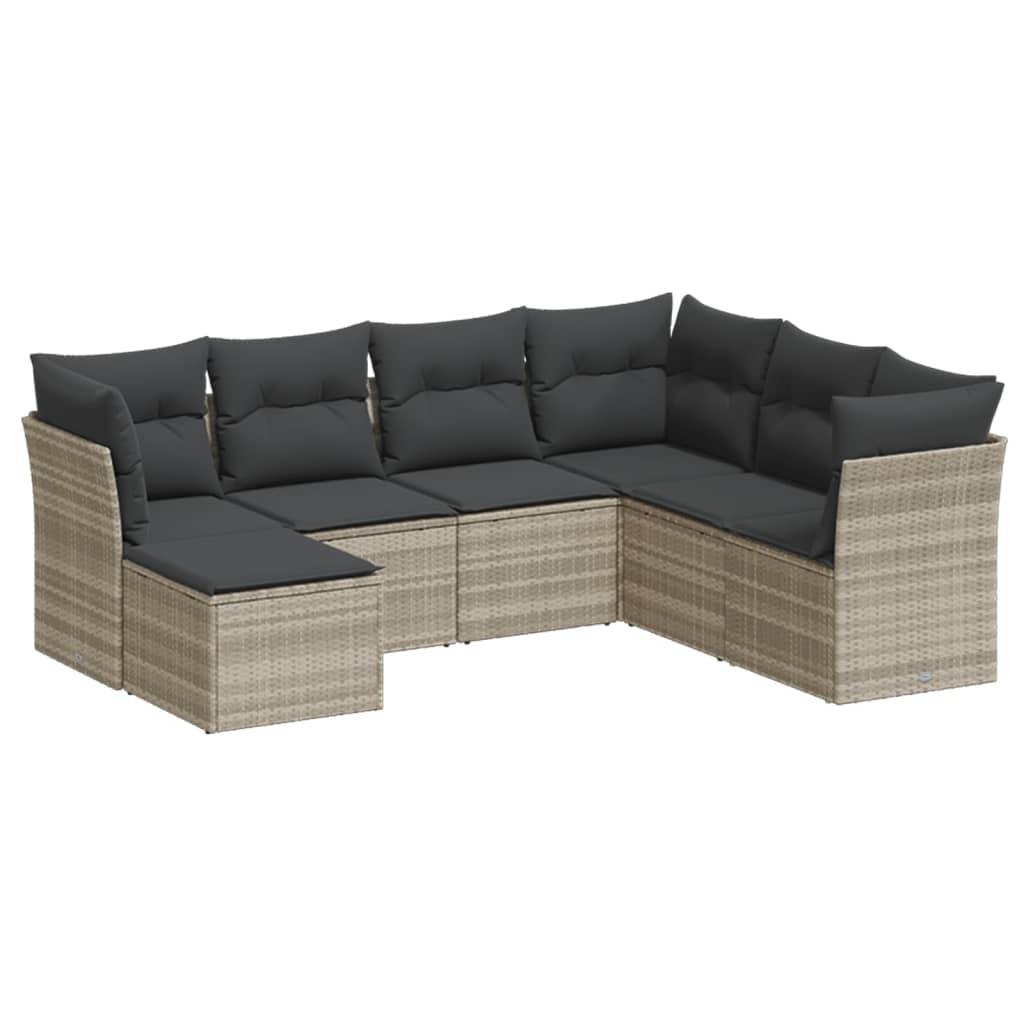 7-delige Loungeset met kussens poly rattan lichtgrijs is nu te koop bij PeponiXL, paradijselijk wonen!