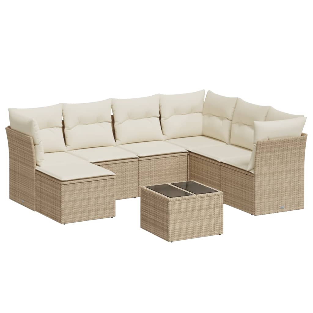 8-delige Loungeset met kussens poly rattan beige is nu te koop bij PeponiXL, paradijselijk wonen!