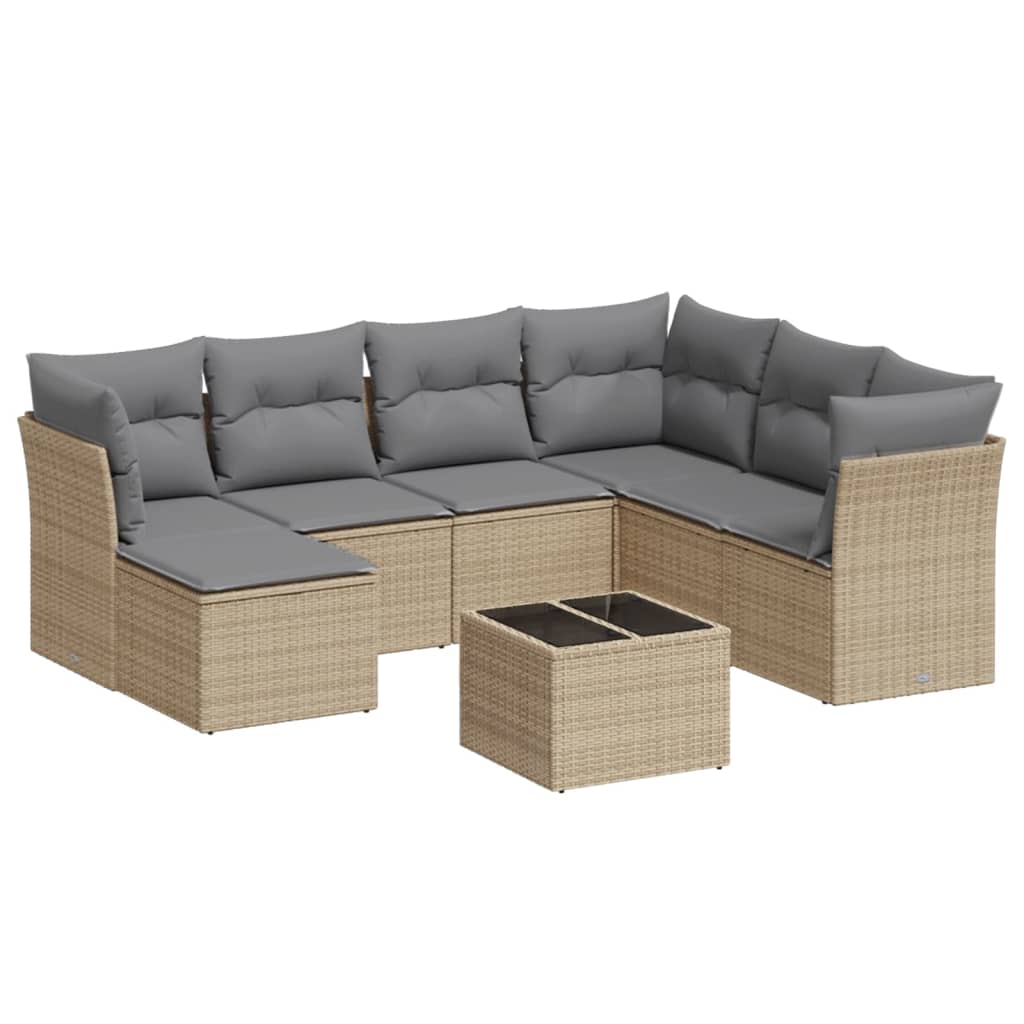 8-delige Loungeset met kussens poly rattan beige is nu te koop bij PeponiXL, paradijselijk wonen!