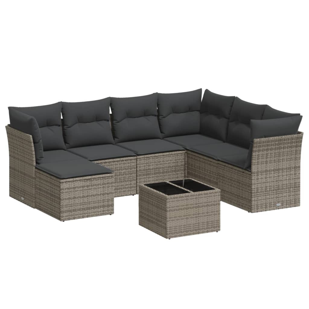8-delige Loungeset met kussens poly rattan grijs is nu te koop bij PeponiXL, paradijselijk wonen!