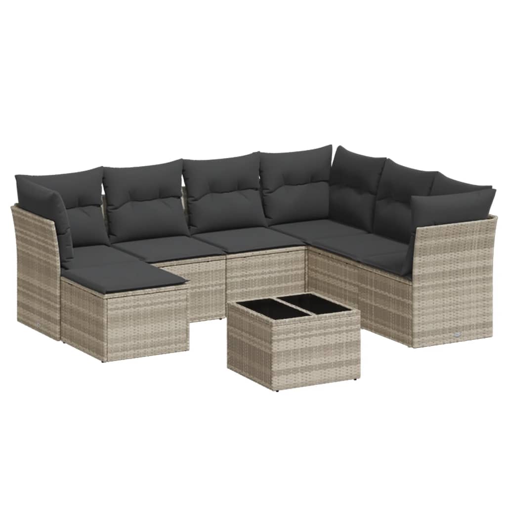 8-delige Loungeset met kussens poly rattan lichtgrijs is nu te koop bij PeponiXL, paradijselijk wonen!