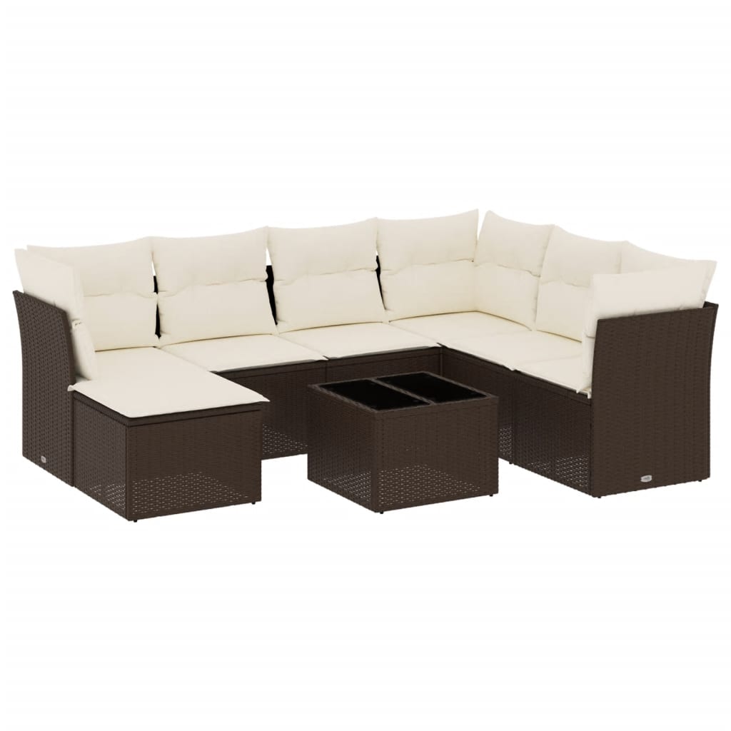 8-delige Loungeset met kussens poly rattan bruin is nu te koop bij PeponiXL, paradijselijk wonen!