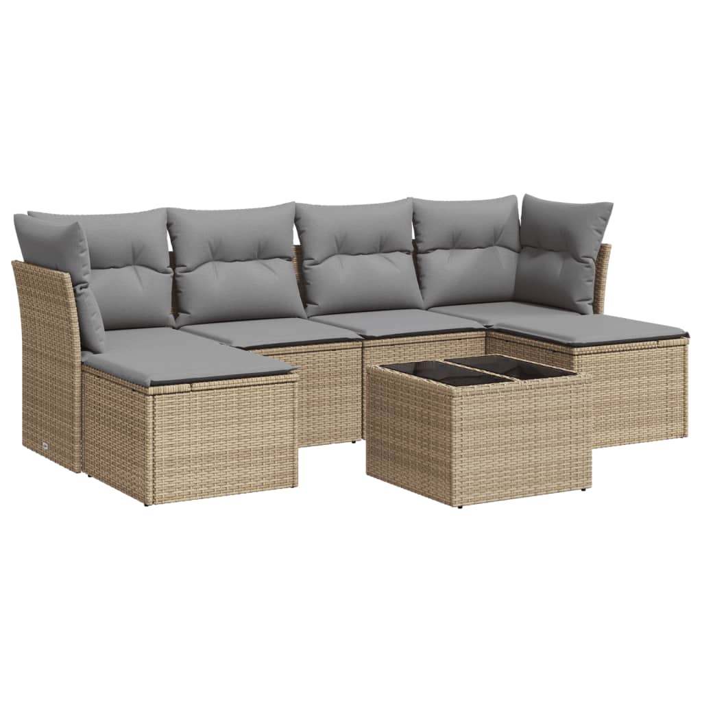 7-delige Loungeset met kussens poly rattan beige is nu te koop bij PeponiXL, paradijselijk wonen!