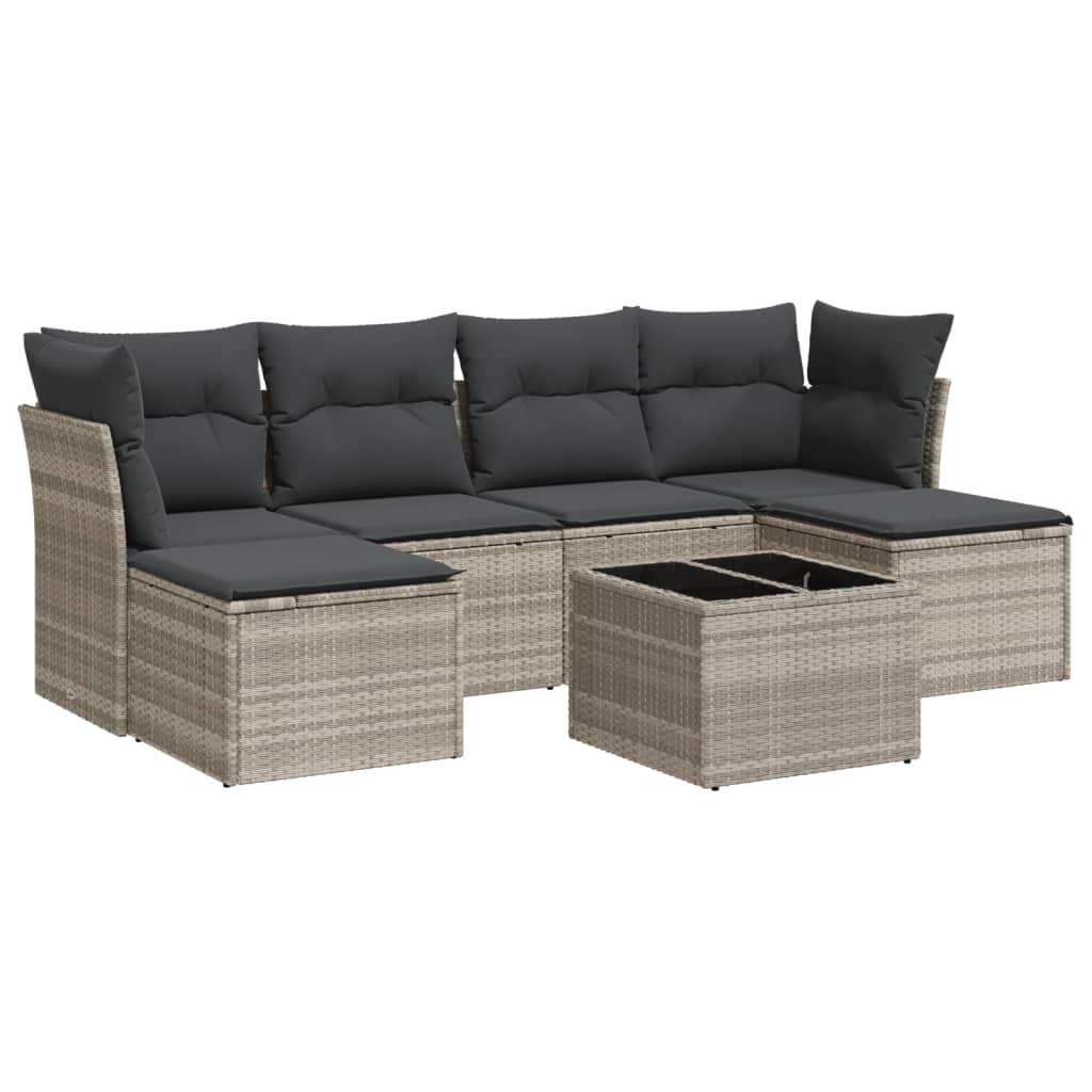 7-delige Loungeset met kussens poly rattan lichtgrijs is nu te koop bij PeponiXL, paradijselijk wonen!