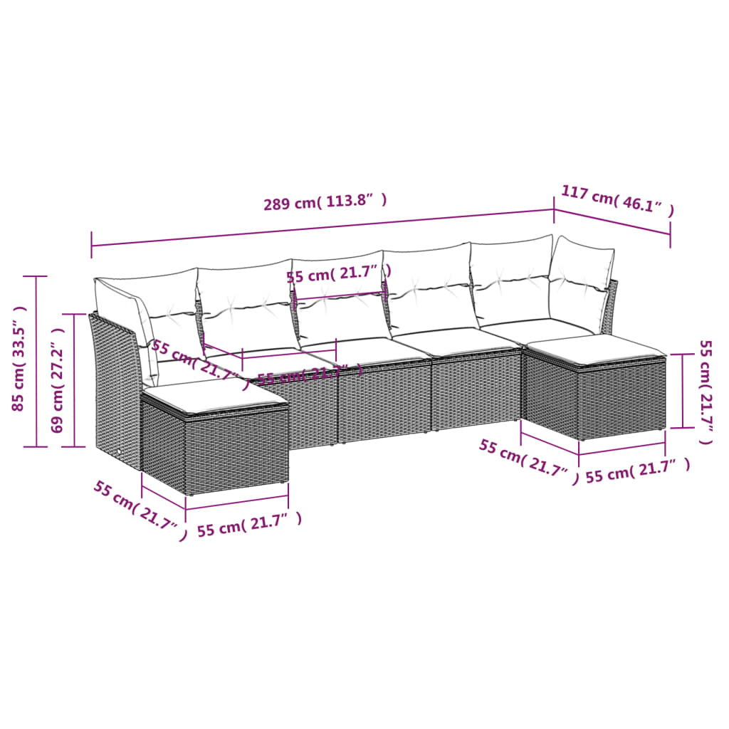 7-delige Loungeset met kussens poly rattan zwart is nu te koop bij PeponiXL, paradijselijk wonen!