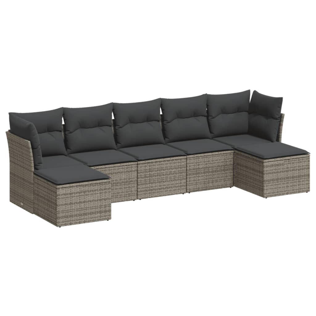 7-delige Loungeset met kussens poly rattan grijs is nu te koop bij PeponiXL, paradijselijk wonen!