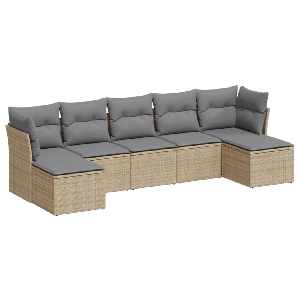 7-delige Loungeset met kussens poly rattan lichtgrijs is nu te koop bij PeponiXL, paradijselijk wonen!