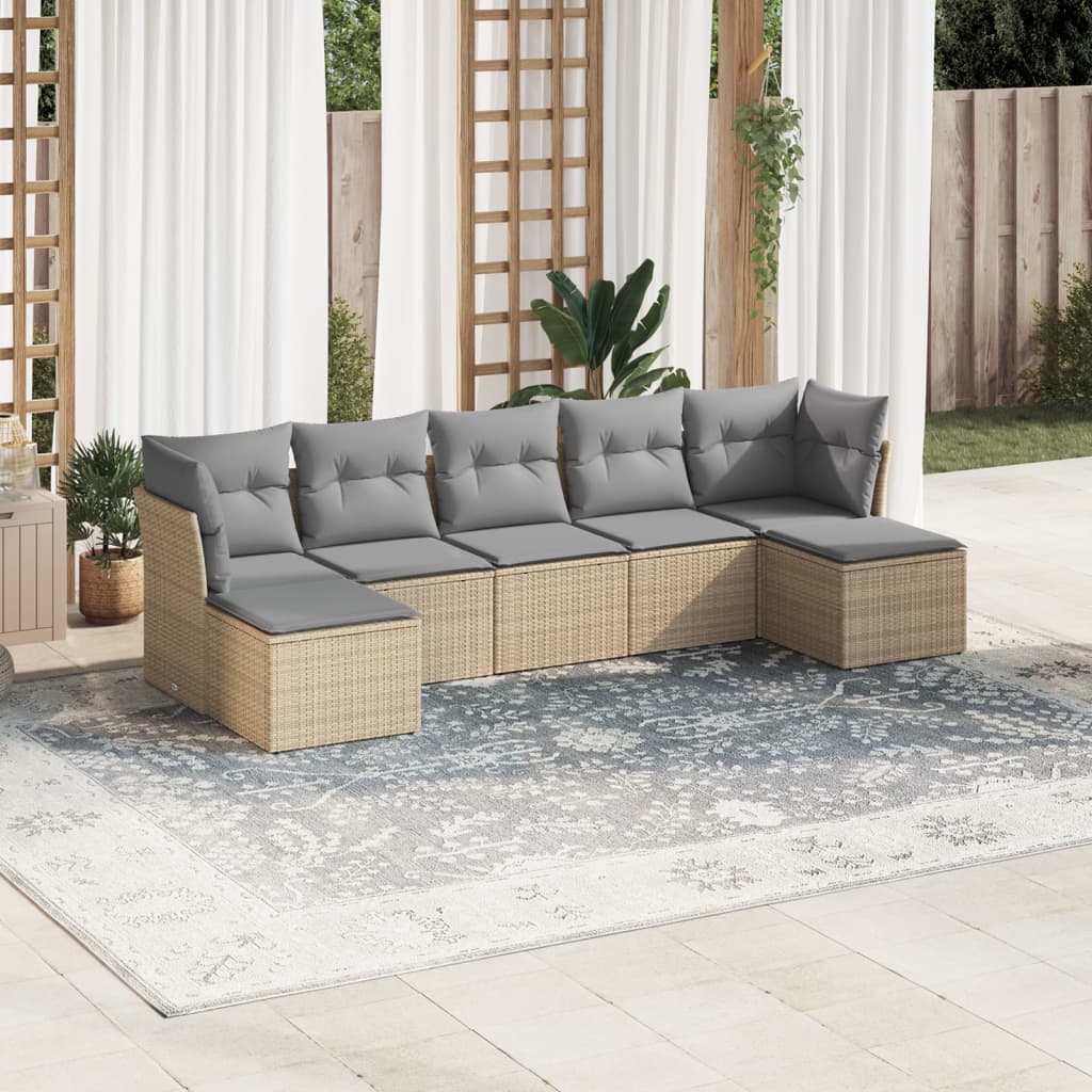 7-delige Loungeset met kussens poly rattan lichtgrijs is nu te koop bij PeponiXL, paradijselijk wonen!
