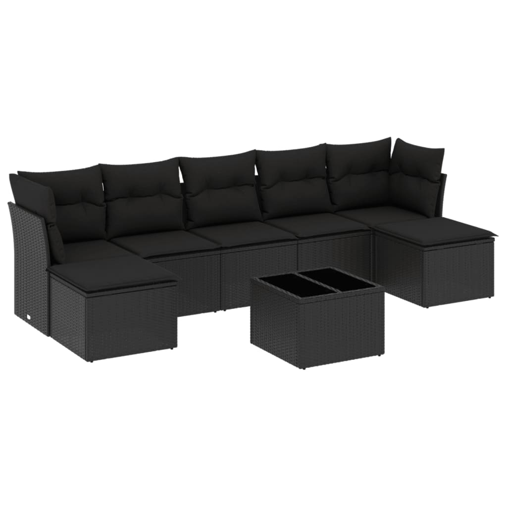 8-delige Loungeset met kussens poly rattan zwart is nu te koop bij PeponiXL, paradijselijk wonen!
