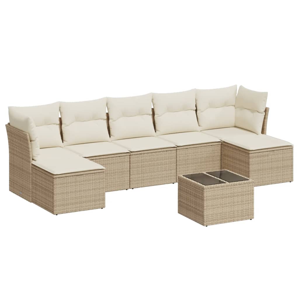 8-delige Loungeset met kussens poly rattan beige is nu te koop bij PeponiXL, paradijselijk wonen!