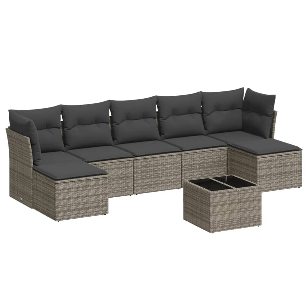 8-delige Loungeset met kussens poly rattan grijs is nu te koop bij PeponiXL, paradijselijk wonen!