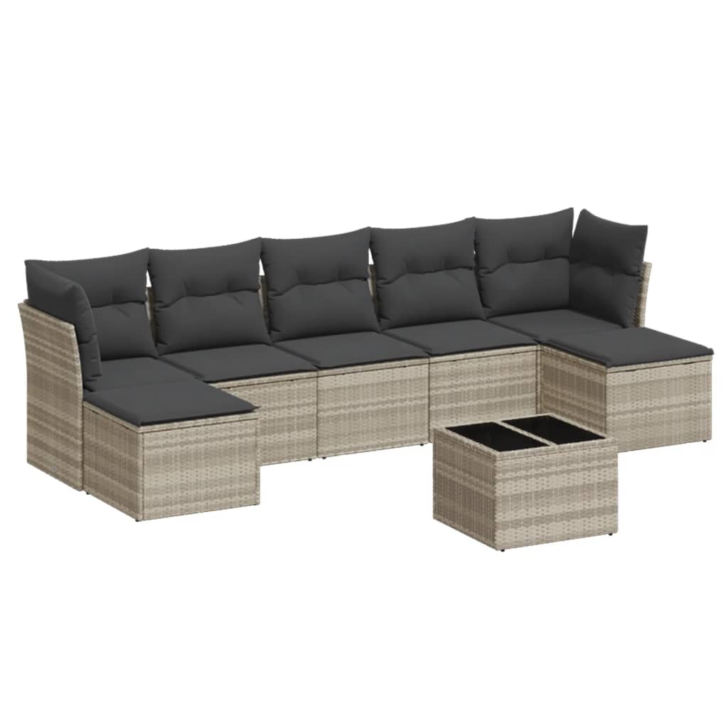 8-delige Loungeset met kussens poly rattan lichtgrijs is nu te koop bij PeponiXL, paradijselijk wonen!