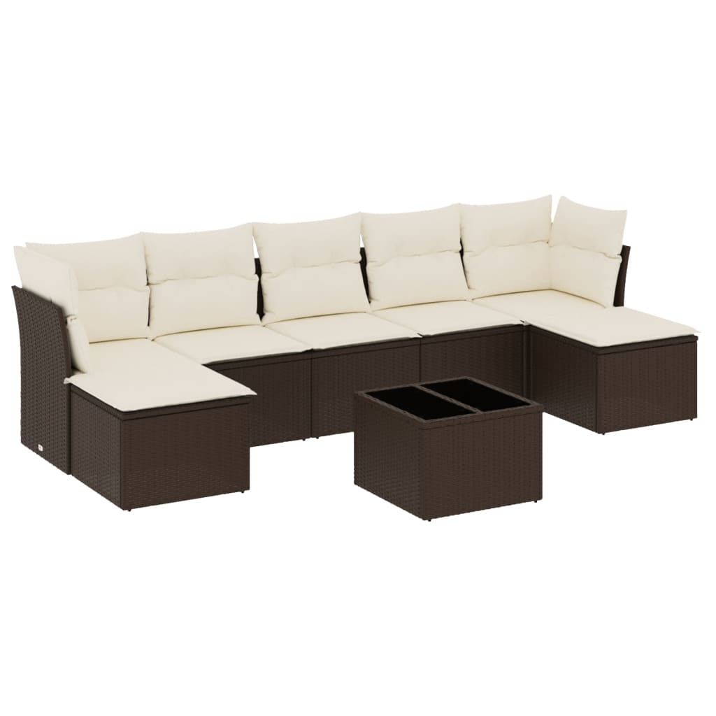 8-delige Loungeset met kussens poly rattan bruin is nu te koop bij PeponiXL, paradijselijk wonen!