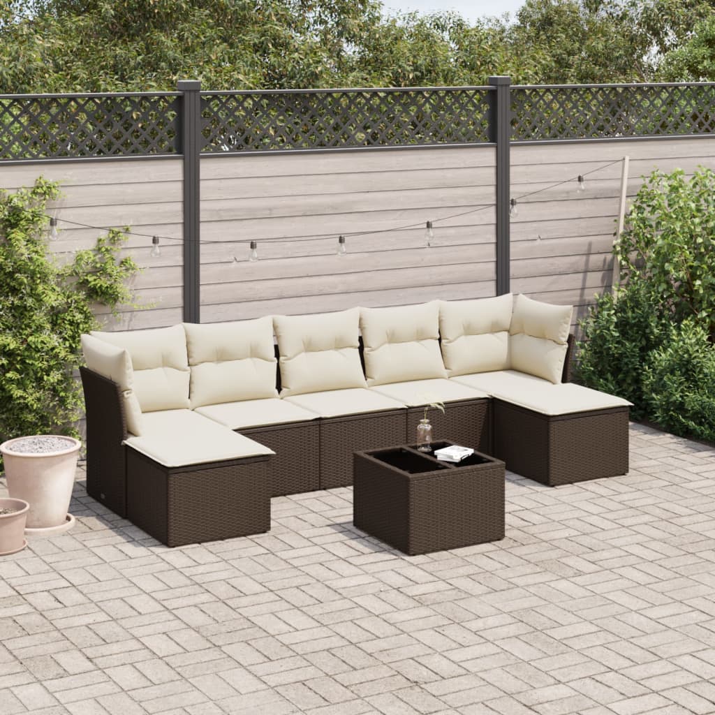8-delige Loungeset met kussens poly rattan bruin is nu te koop bij PeponiXL, paradijselijk wonen!
