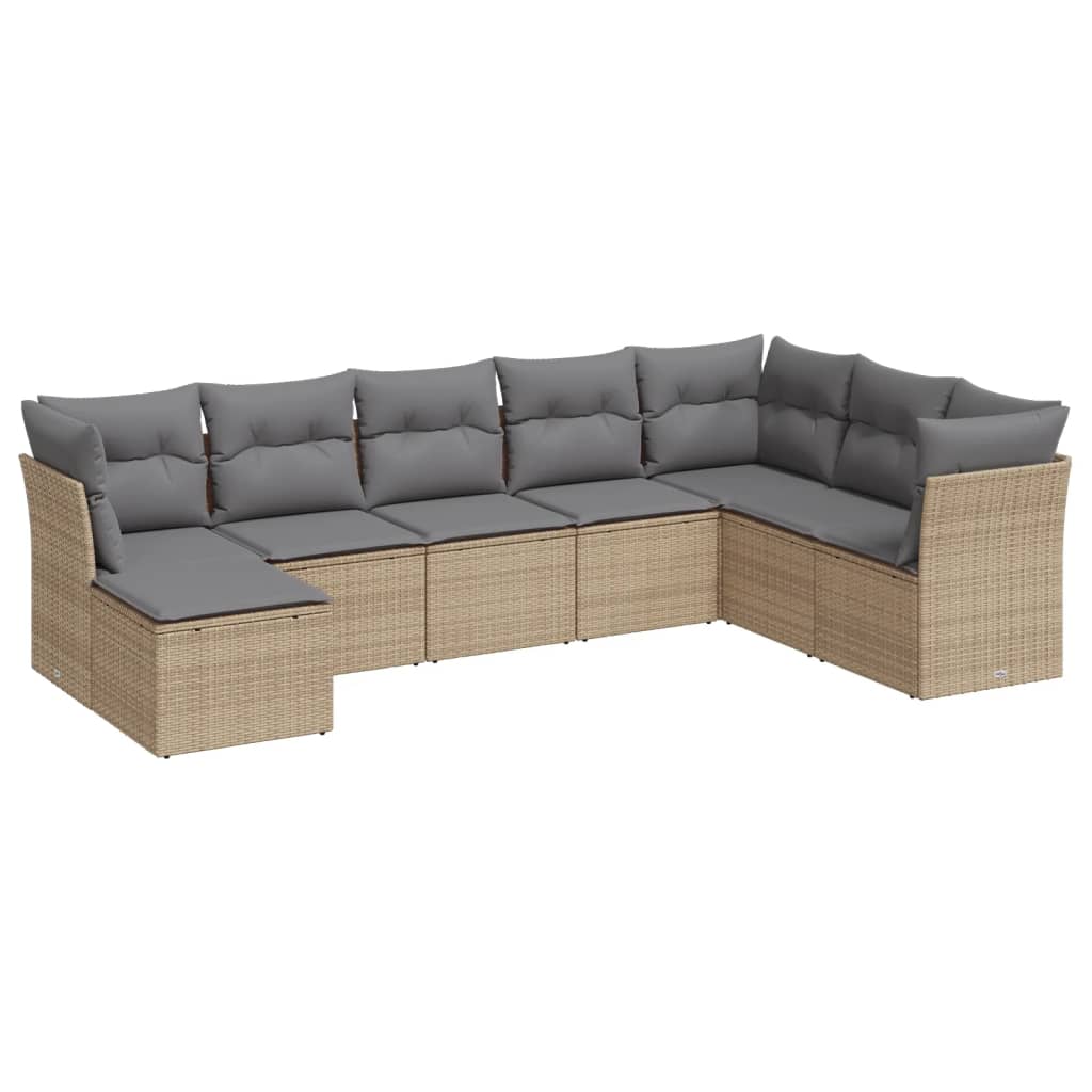 8-delige Loungeset met kussens poly rattan beige is nu te koop bij PeponiXL, paradijselijk wonen!
