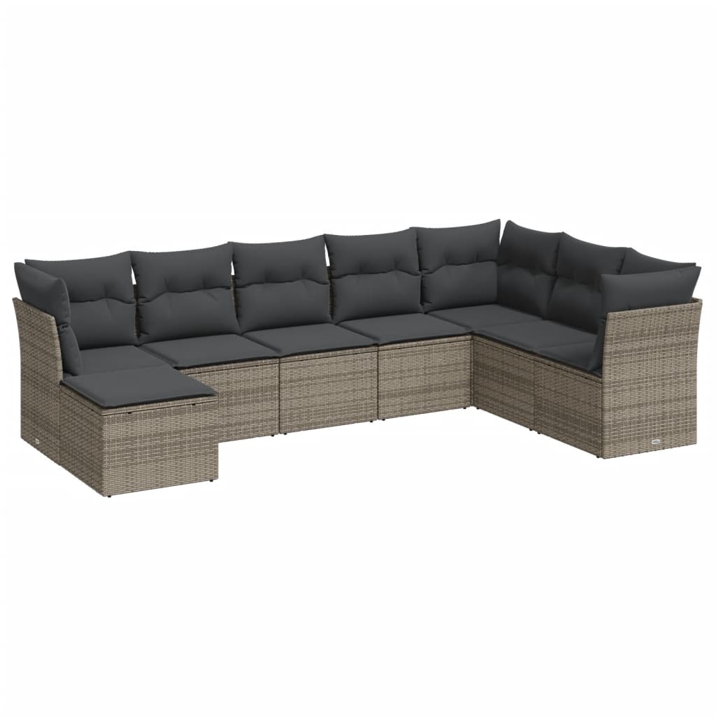 8-delige Loungeset met kussens poly rattan grijs is nu te koop bij PeponiXL, paradijselijk wonen!
